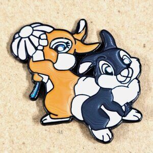 Thumper, Miss Bunny Enamel Pin, Disney Style, Bambi, Accessory, Trading Pin